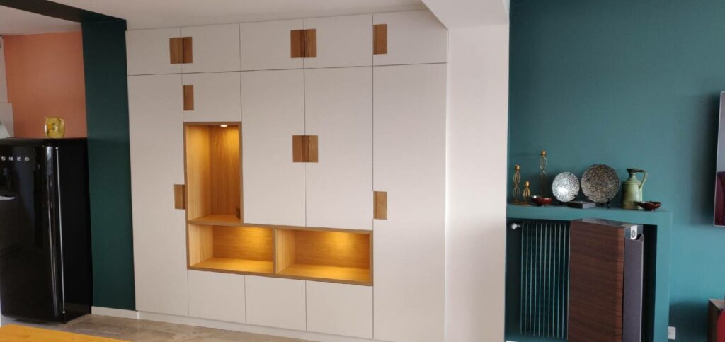 Conception d&rsquo;un meuble de salon avec niche sur mesure à Sadirac | by CUISILIGNE